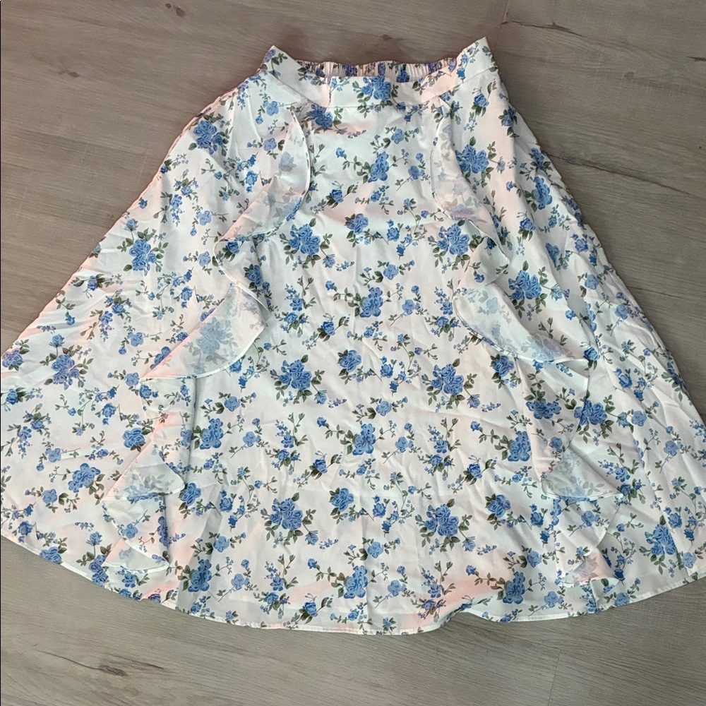 Floral Blue and White Women's Skirt